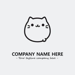 Cat illustration black and white for logo company vector image