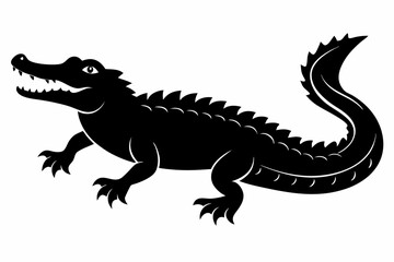 crocodile silhouette line art vector illustration