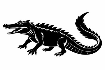 crocodile silhouette line art vector illustration