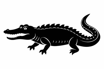 crocodile silhouette line art vector illustration