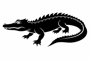 crocodile silhouette line art vector illustration