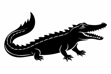 crocodile silhouette line art vector illustration