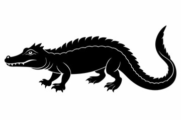 crocodile silhouette line art vector illustration
