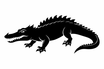 crocodile silhouette line art vector illustration