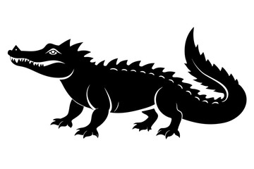 crocodile silhouette line art vector illustration