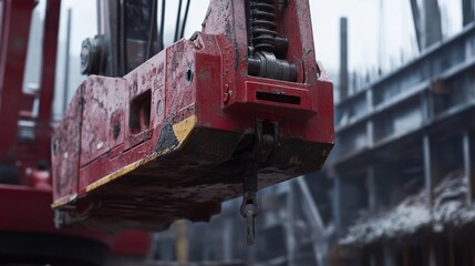 Construction worker operating a crane on a building site. Featuring crane operation