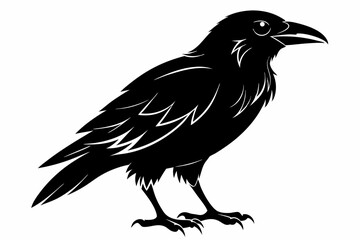 crow silhouette line art vector illustration