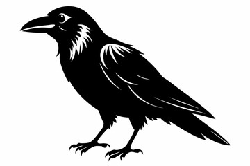 crow silhouette line art vector illustration