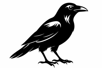 crow silhouette line art vector illustration