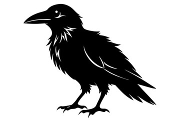crow silhouette line art vector illustration