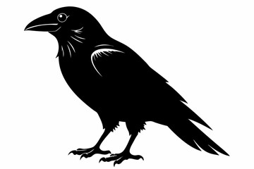 crow silhouette line art vector illustration