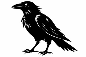 crow silhouette line art vector illustration