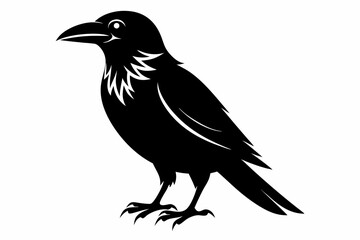 crow silhouette line art vector illustration