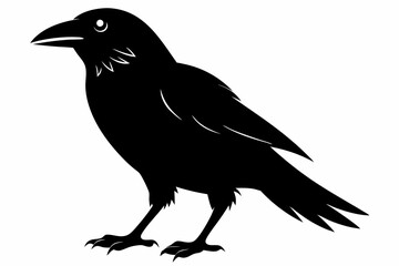 crow silhouette line art vector illustration