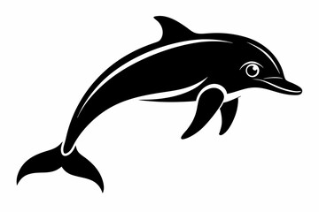 dolphin silhouette line art vector illustration