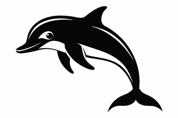 dolphin silhouette line art vector illustration