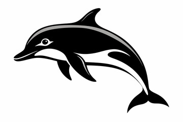 Fototapeta premium dolphin silhouette line art vector illustration