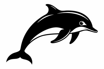dolphin silhouette line art vector illustration