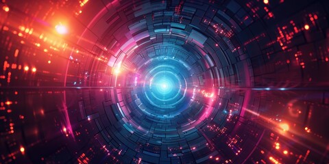 Fototapeta premium A futuristic, glowing circular portal.
