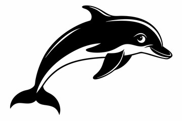 dolphin silhouette line art vector illustration