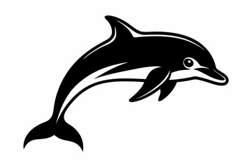 dolphin silhouette line art vector illustration