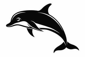 dolphin silhouette line art vector illustration