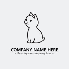 Cat illustration black and white for logo company vector image