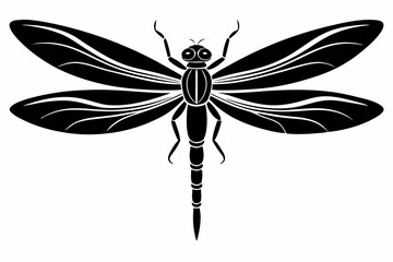 dragonfly silhouette line art vector illustration