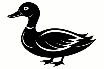 duck silhouette line art vector illustration