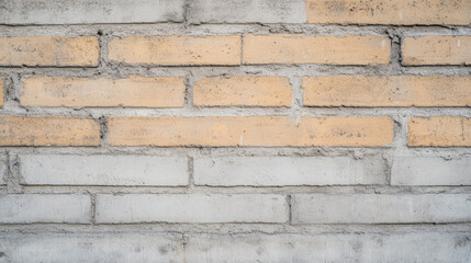 Fototapeta premium Textured wall surface showcasing a mix of beige and gray bricks for architectural backgrounds