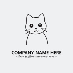 Cat illustration black and white for logo company vector image