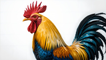 Fototapeta premium Majestic Rooster Profile: Vibrant Feathers, Regal Posture