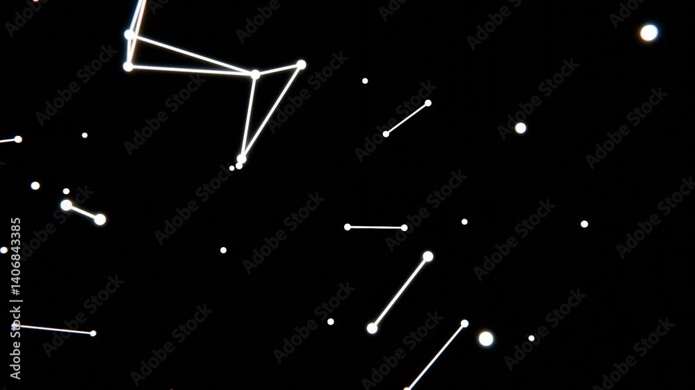 Poster Delicate lines and nodes form an abstract floating network on a white background, blending illusions and technology in a minimal, futuristic design.