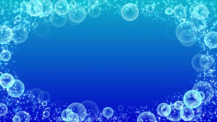 Glittering bubble animation and blue gradient background: Template for title animation: Video editing material for opening