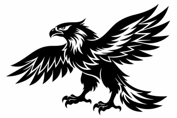 Fototapeta premium eagle silhouette line art vector illustration