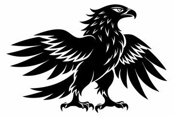 Fototapeta premium eagle silhouette line art vector illustration