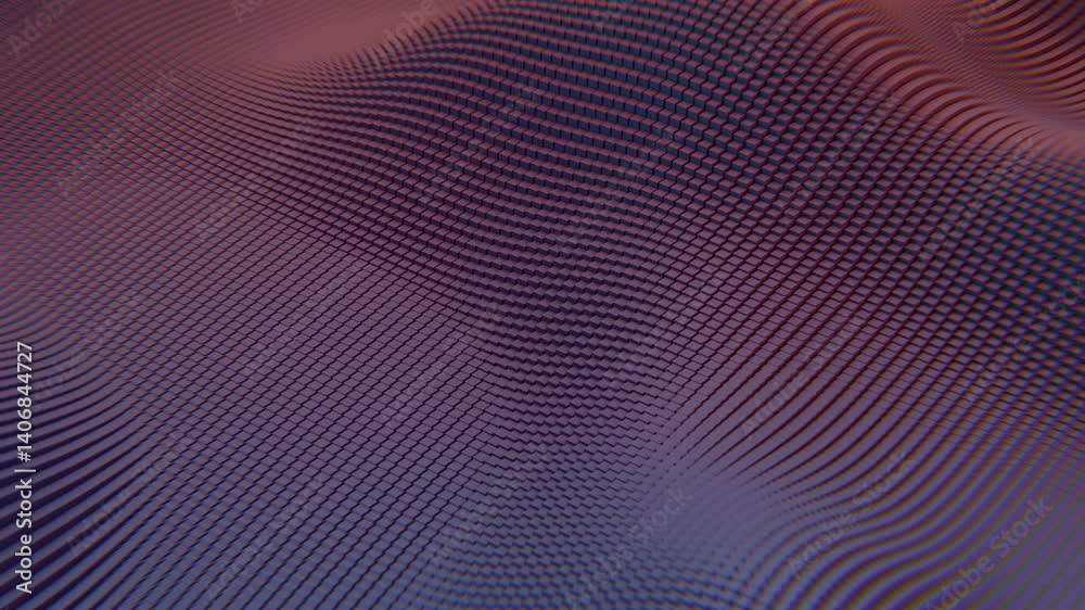 Poster Flowing mosaic illusions in pink and yellow squares form a dynamic wave pattern, merging color distortion and synergy in a modern, futuristic aesthetic.