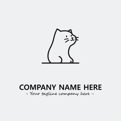 Cat illustration black and white for logo company vector image