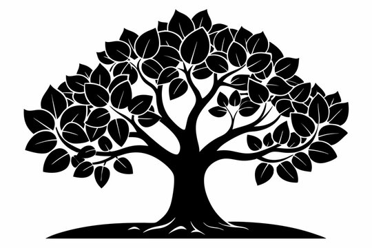 recommend clip art: fig tree silhouette line art vector illustration