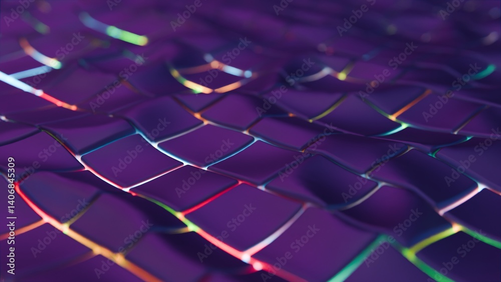 Aufkleber a rippling mosaic of fluid squares in rich purple hues, creating illusions of a wave pattern that me