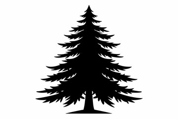 fir tree silhouette line art vector illustration