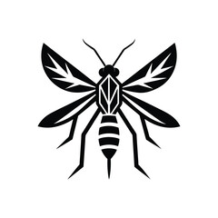 a black and white vector mosquito-in sharp tribal style .eps