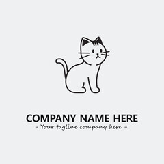 Cat illustration black and white for logo company vector image