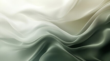 Obraz premium Elegant Draped Fabric in Cream and Green Gradient