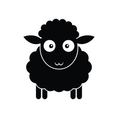 a black and white black sheep looking mischievous on white background..eps
