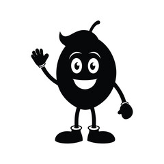 a black and white giant acorn mascot wearing boots.eps