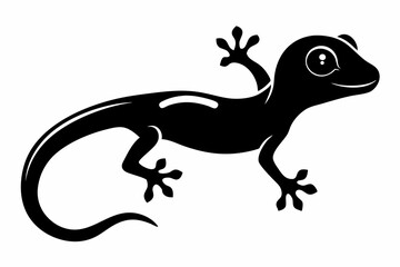 gecko silhouette line art vector illustration