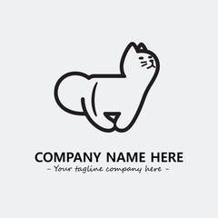 Cat illustration black and white for logo company vector image