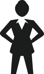 Vector illustration of female CEO with folded arms, silhouette, leadership, executive, businesswoman, confidence, corporate