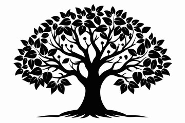 Obraz premium hazel tree silhouette line art vector illustration